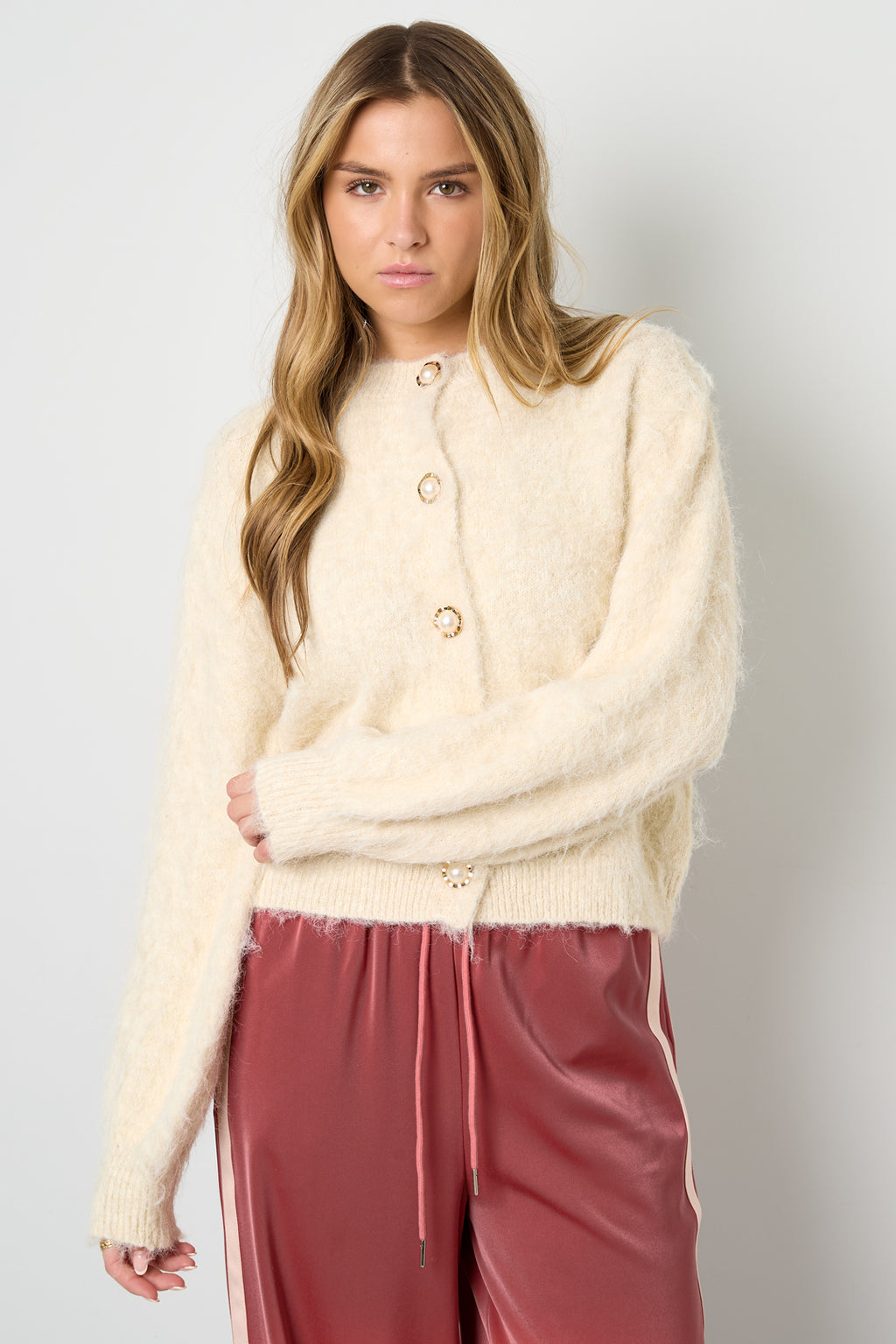 Elosie loset Knit Cardigan Casual Solid Color