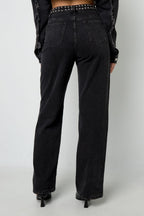 Eloise Closet Straight Leg Pants Street Solid Color Woven Cotton