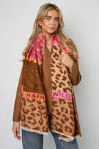 Striking scarf with prints and text