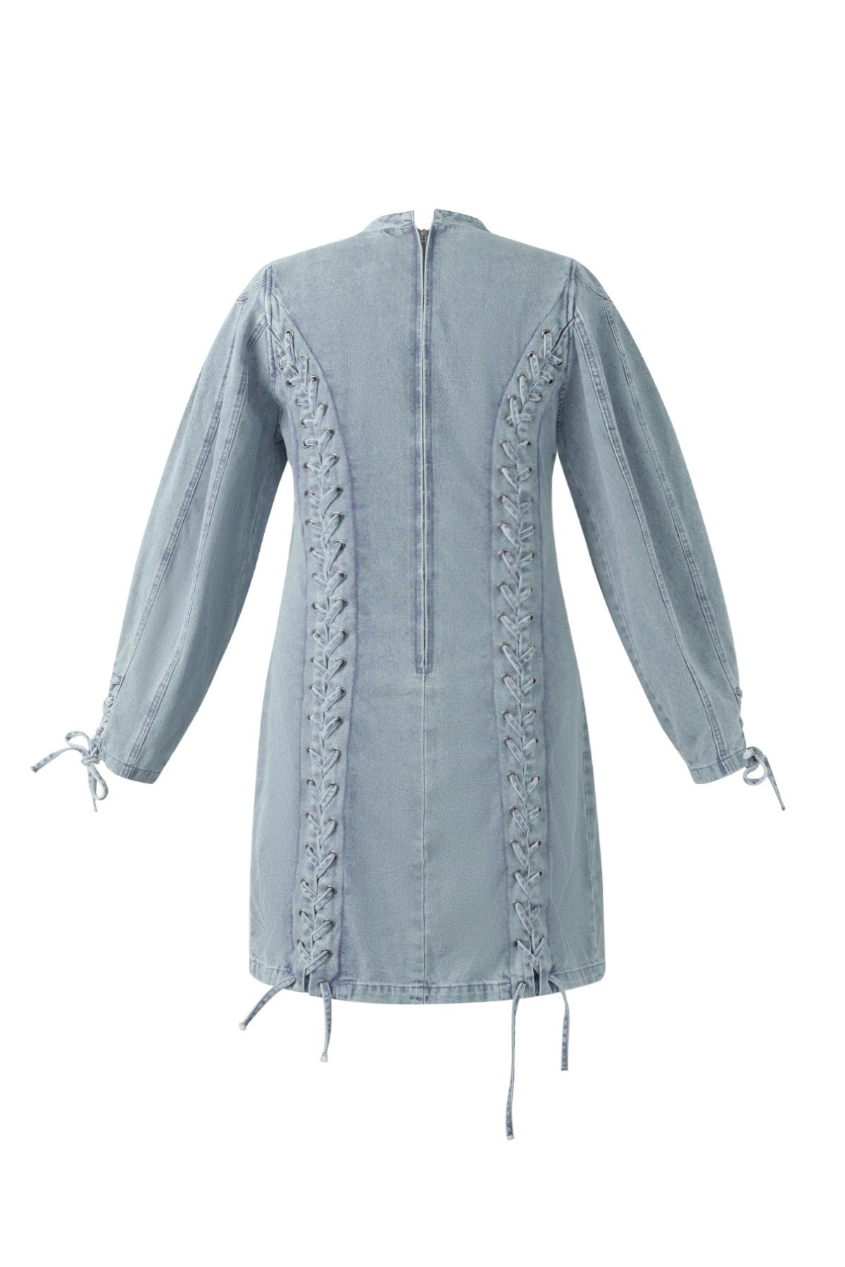 Eloise Closet Dress Elegant Tie-up Cotton Woven Denim