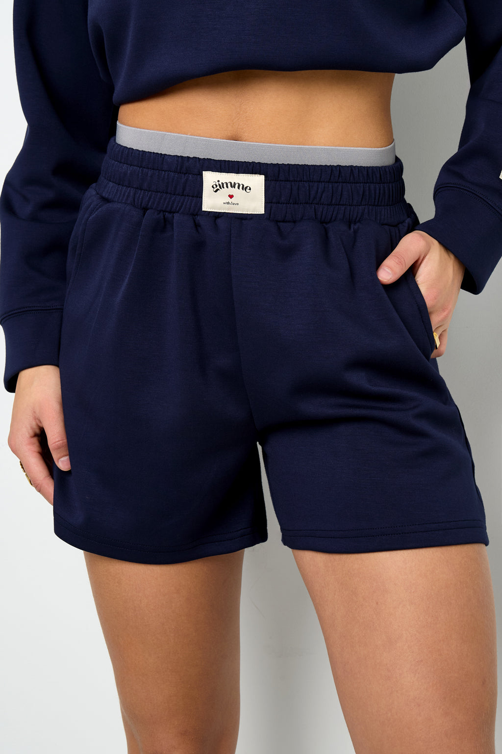 Eloise Closet Sporty Color Knit Casual Shorts Polyester Fiber