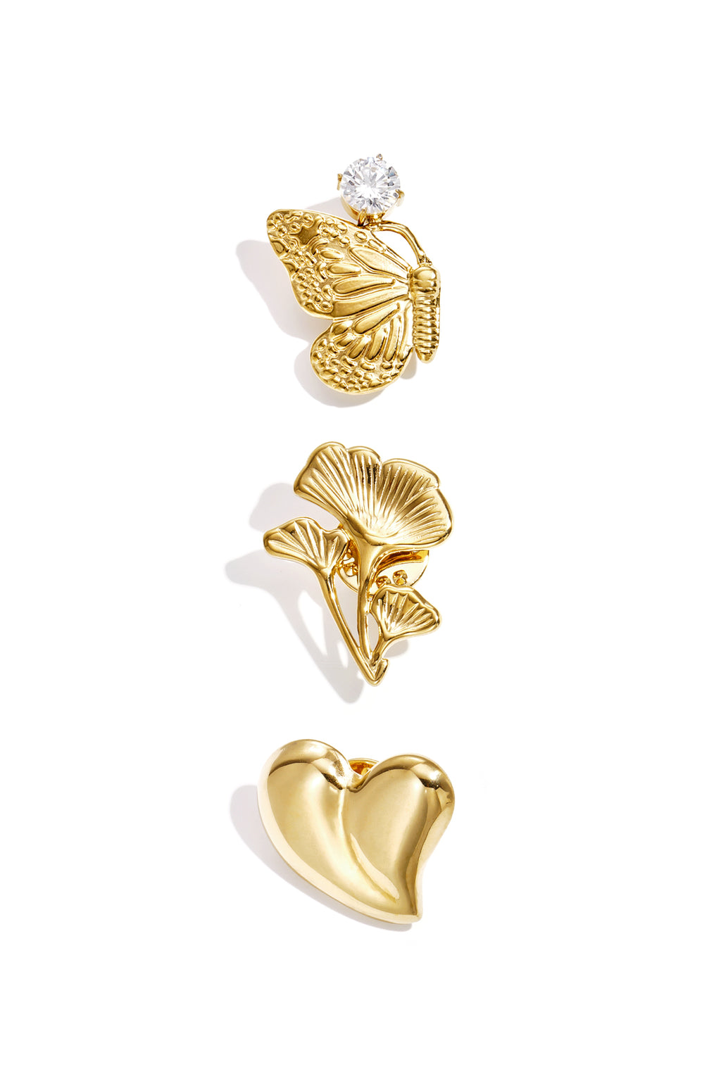 Butterfly Heart Plant Brooch Set Eloise Closet Jewelry