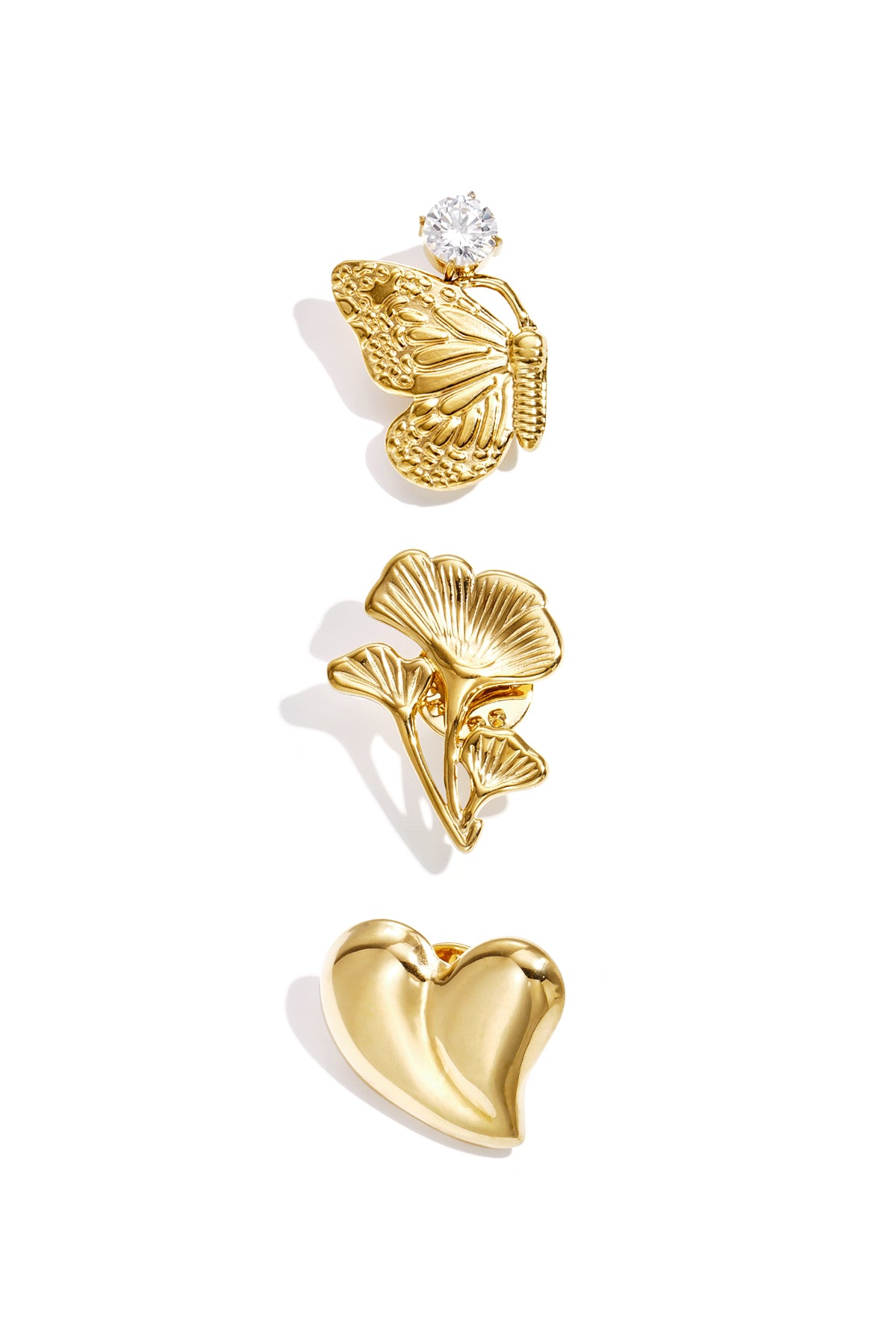 Butterfly Heart Plant Brooch Set Eloise Closet Jewelry