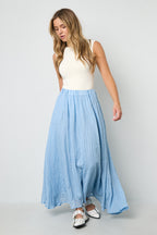 Woven Polyester Fiber Women's Maxi Skirt Casual Solid Color