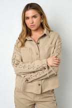 Elosie Closet Cotton Denim Jacket Casual Tie-up Women's