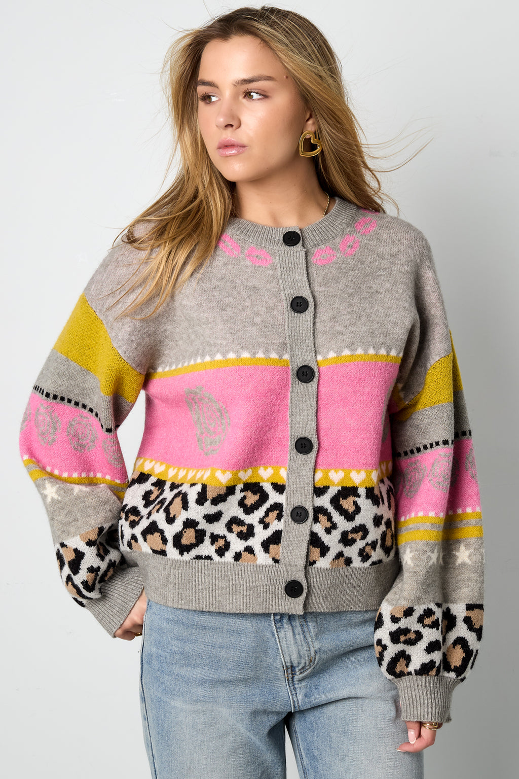 Eloise Closet Floral Print Knit Cardigan