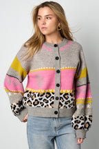 Eloise Closet Floral Print Knit Cardigan