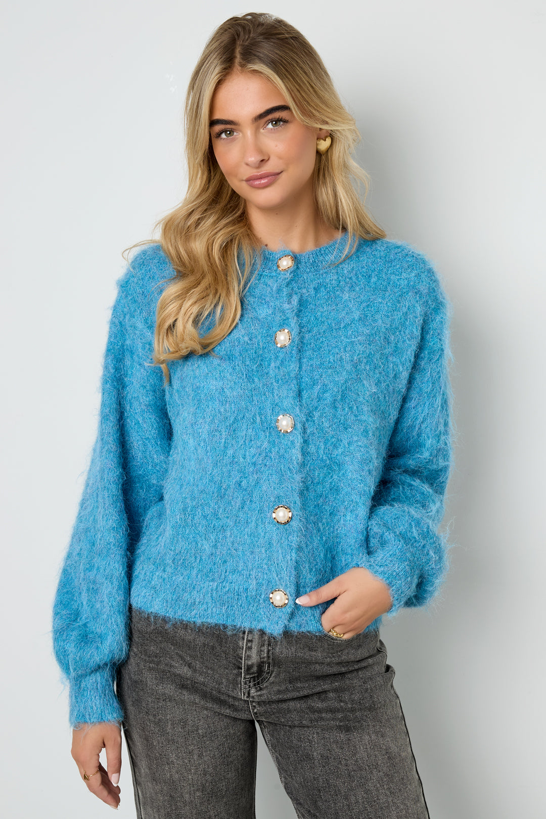 Elosie loset Knit Cardigan Casual Solid Color