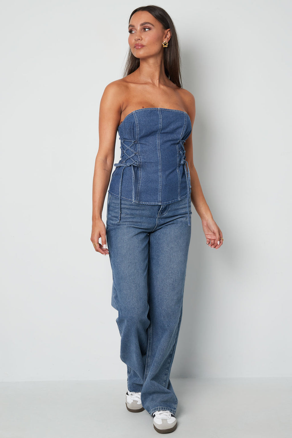 Eloise Closet Strapless Denim Top Woven Denim 