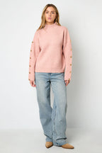 Gold Button Turtleneck Sweater Eloise Closet