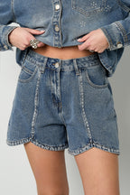 Crystal Denim Shorts Eloise Closet