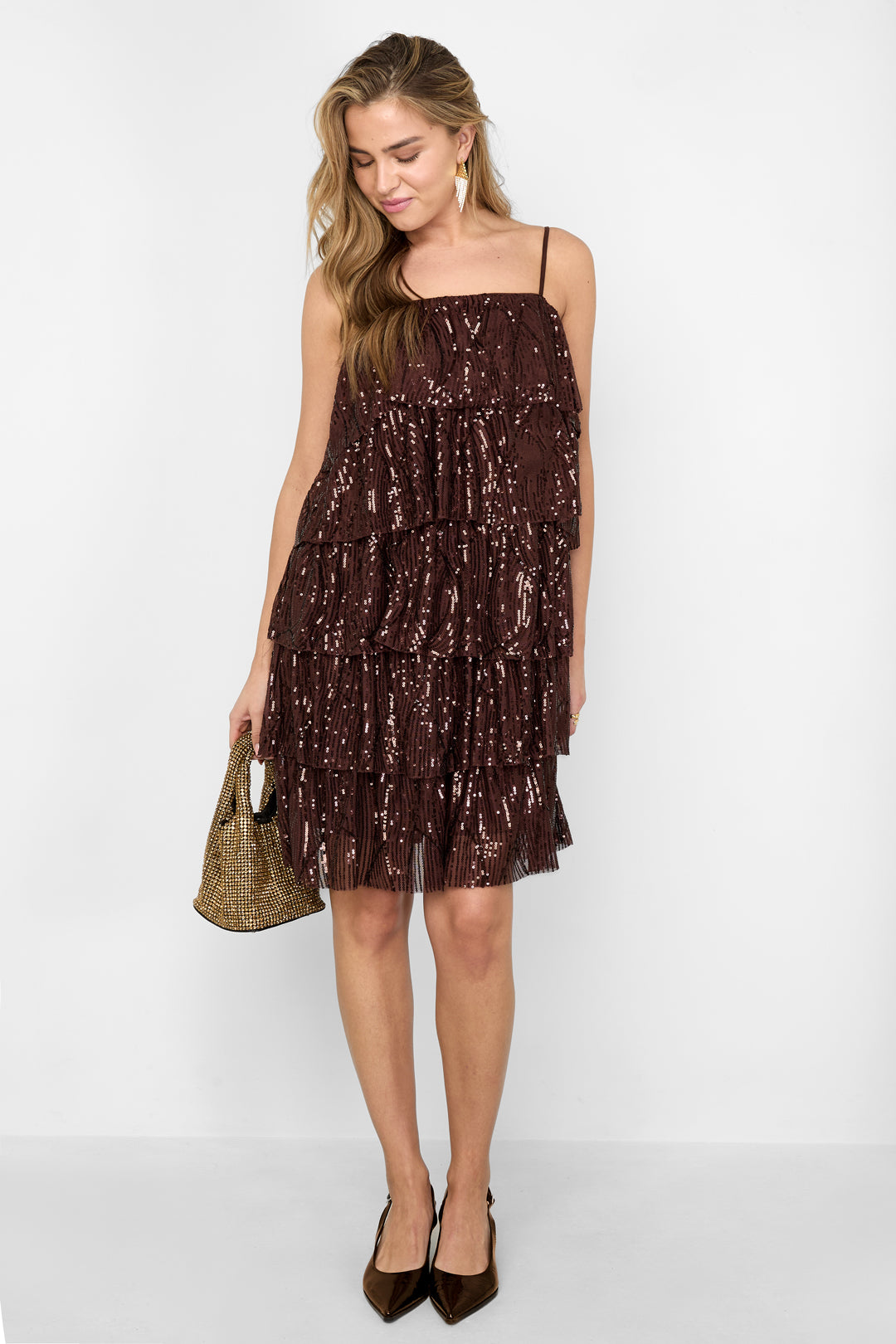 Eloise Closet Sequin Ruffle Mini Dress