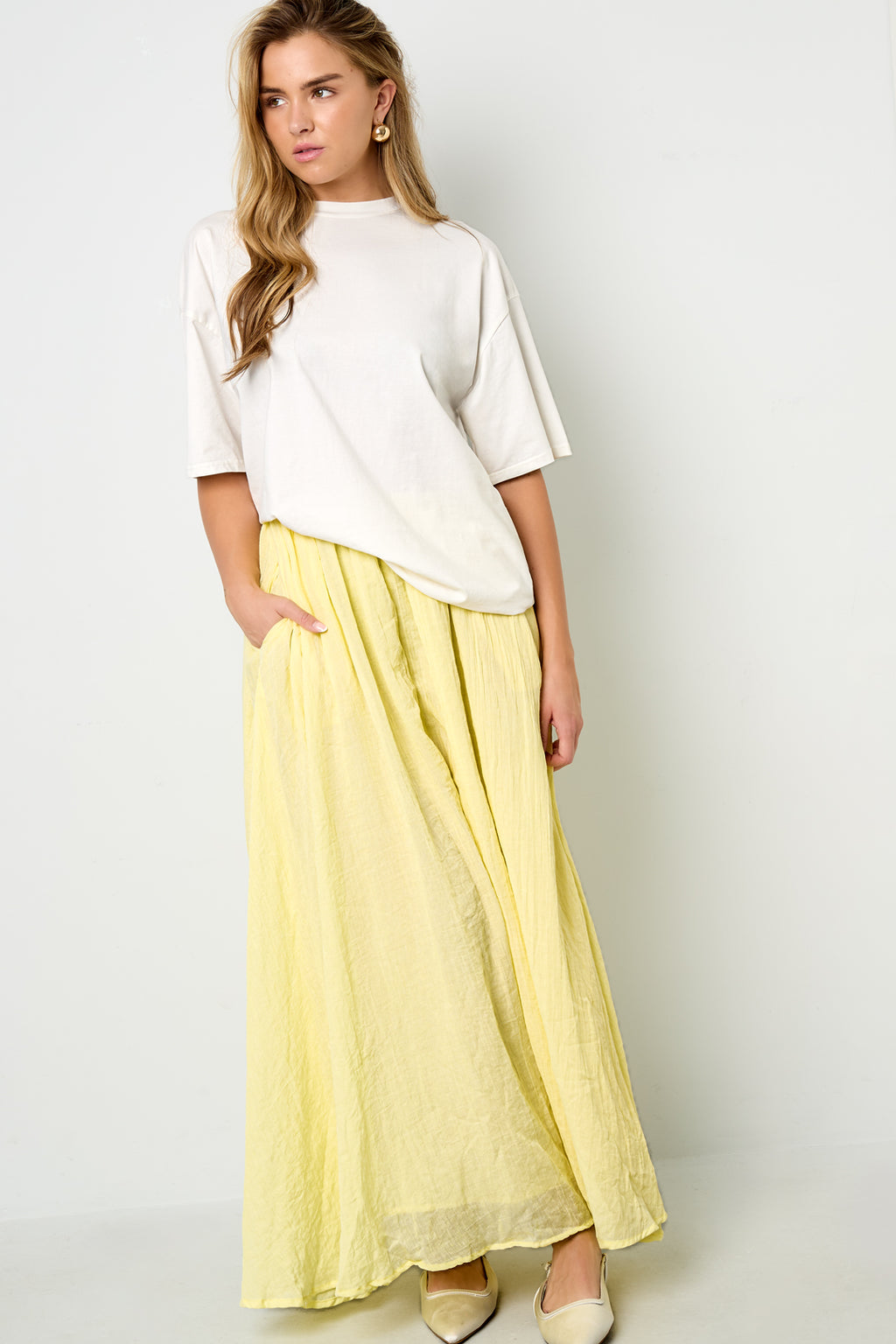 Woven Polyester Fiber Women's Maxi Skirt Casual Solid Color
