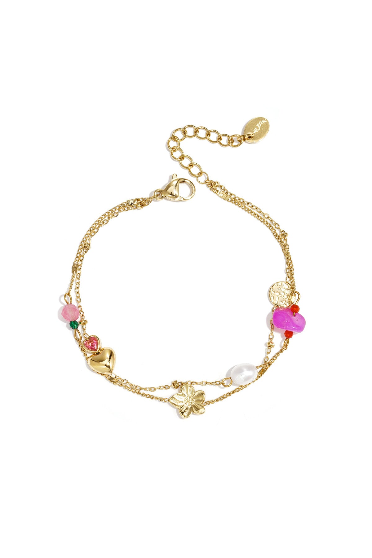 Heart Flower Pearl Charm Bracelet Eloise Closet Jewelry