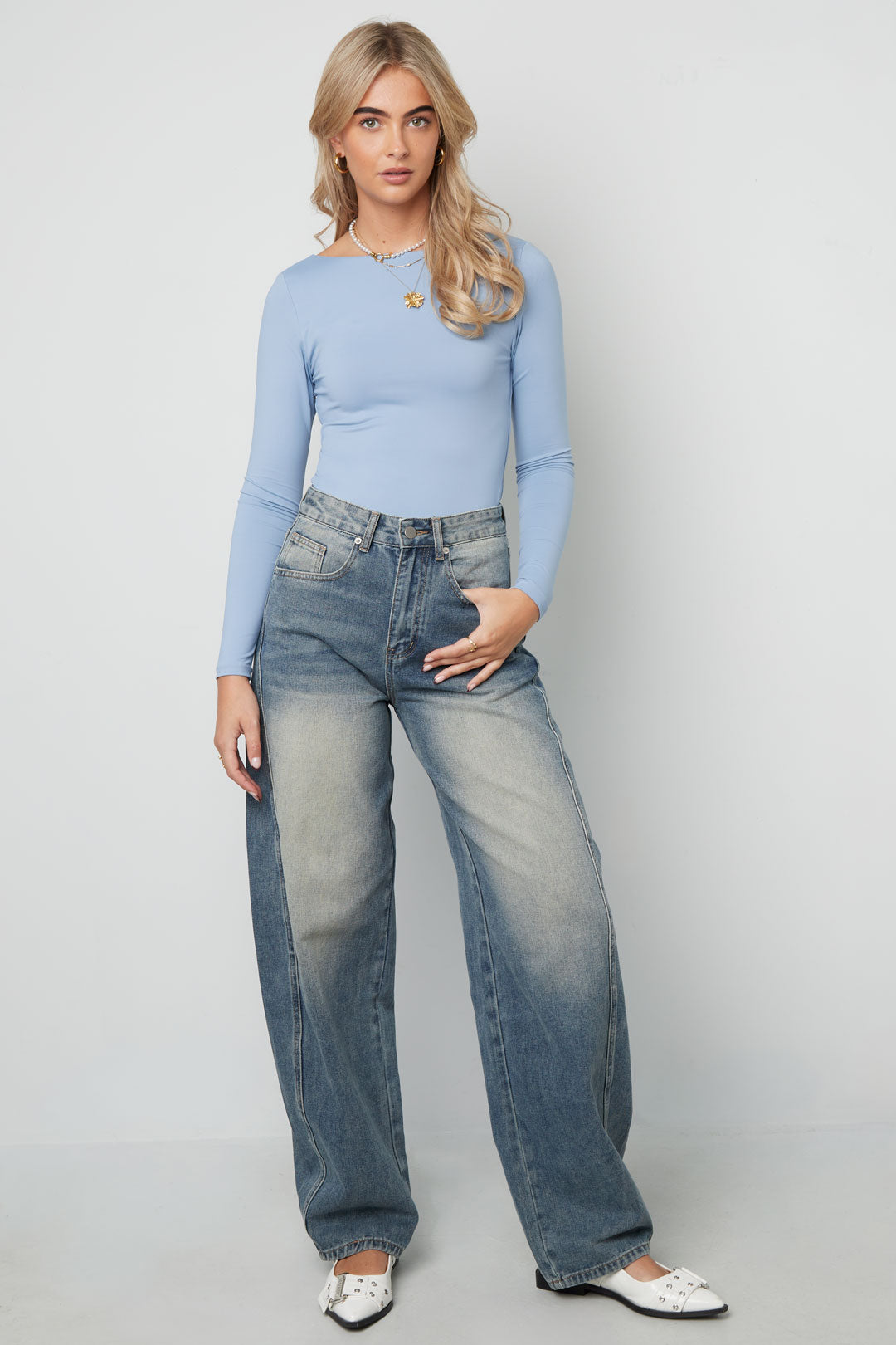 Long Sleeve Shapewear Bodysuit – Knitted Nylon – Slim Fit – Solid Color