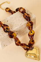Heart Charm Beaded Necklace Eloise Closet Jewelry