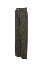 Woven Cotton Women's Straight Leg Pants Leopard Print Fall/Winter