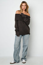 Elegant Off-Shoulder Knit Sweater Eloise Closet