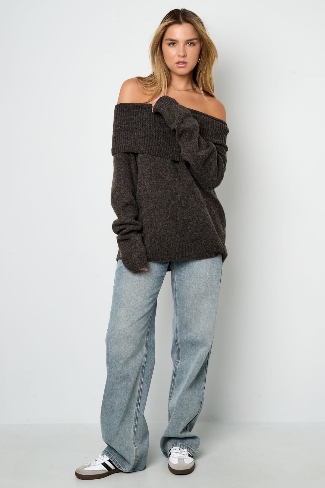 Elegant Off-Shoulder Knit Sweater Eloise Closet