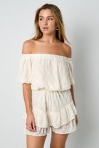 Eloise Closet Off-Shoulder Ruffle Bodysuit Woven Polyester
