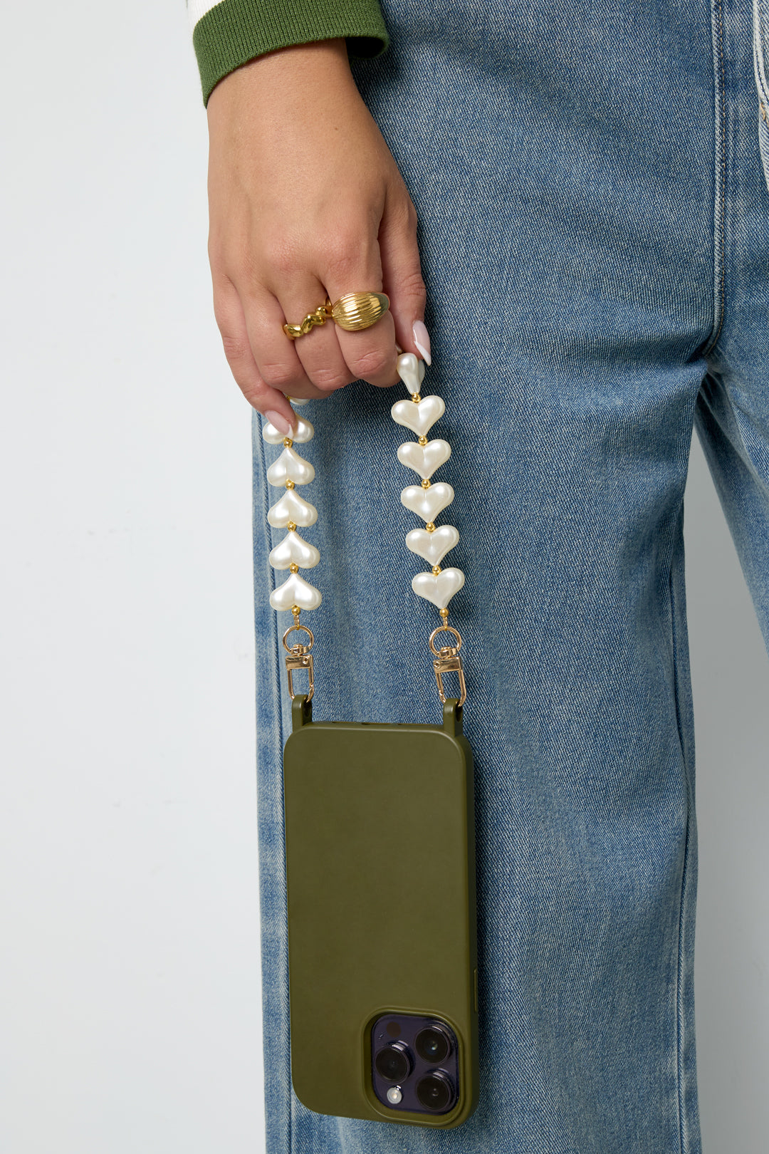 Pearled Heart Phone Cord Eloise Closet Jewelry