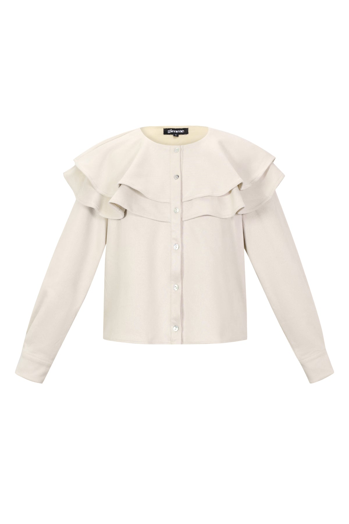 Woven Polyester Fiber Women's Blouse Elegant Ruffle Trim