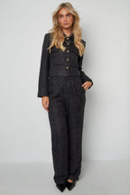 Woven Polyester Fiber Women's Jacket Elegant Checkered Statement