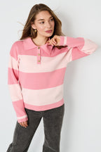 Striped Polo Knit Sweater Eloise Closet