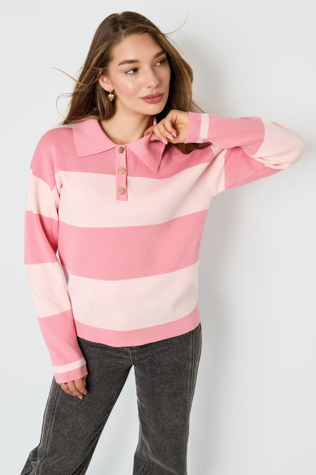 Striped Polo Knit Sweater Eloise Closet