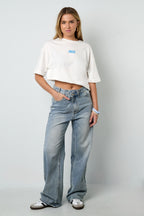 Cotton Knitted Women's T-shirt Casual Letters
