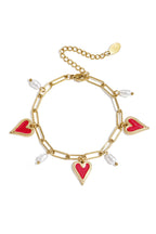 Pearl Heart Charm Bracelet – Stainless Steel Jewelry