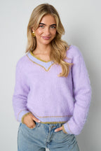 Color Clash V-Neck Sweater Eloise Closet