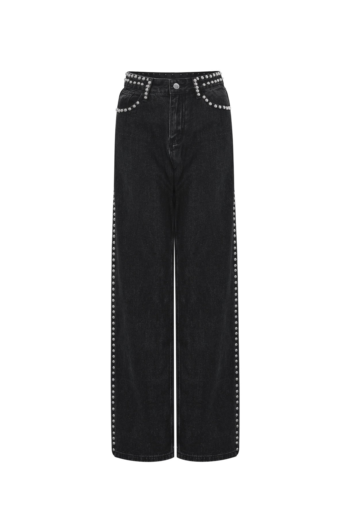 Eloise Closet Straight Leg Pants Street Solid Color Woven Cotton