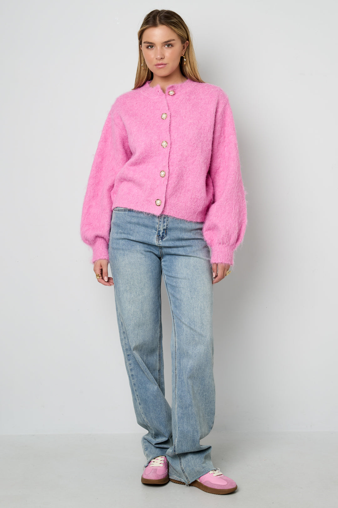 Elosie loset Knit Cardigan Casual Solid Color