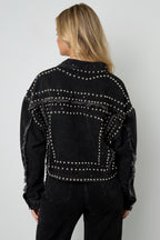 Eloise Closet  Studded Denim Street Jacket Woven Cotton