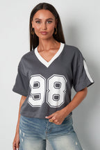 Sport Number V-Neck T-Shirt Eloise Closet