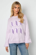 Letter Detail Knit Sweater Eloise Closet