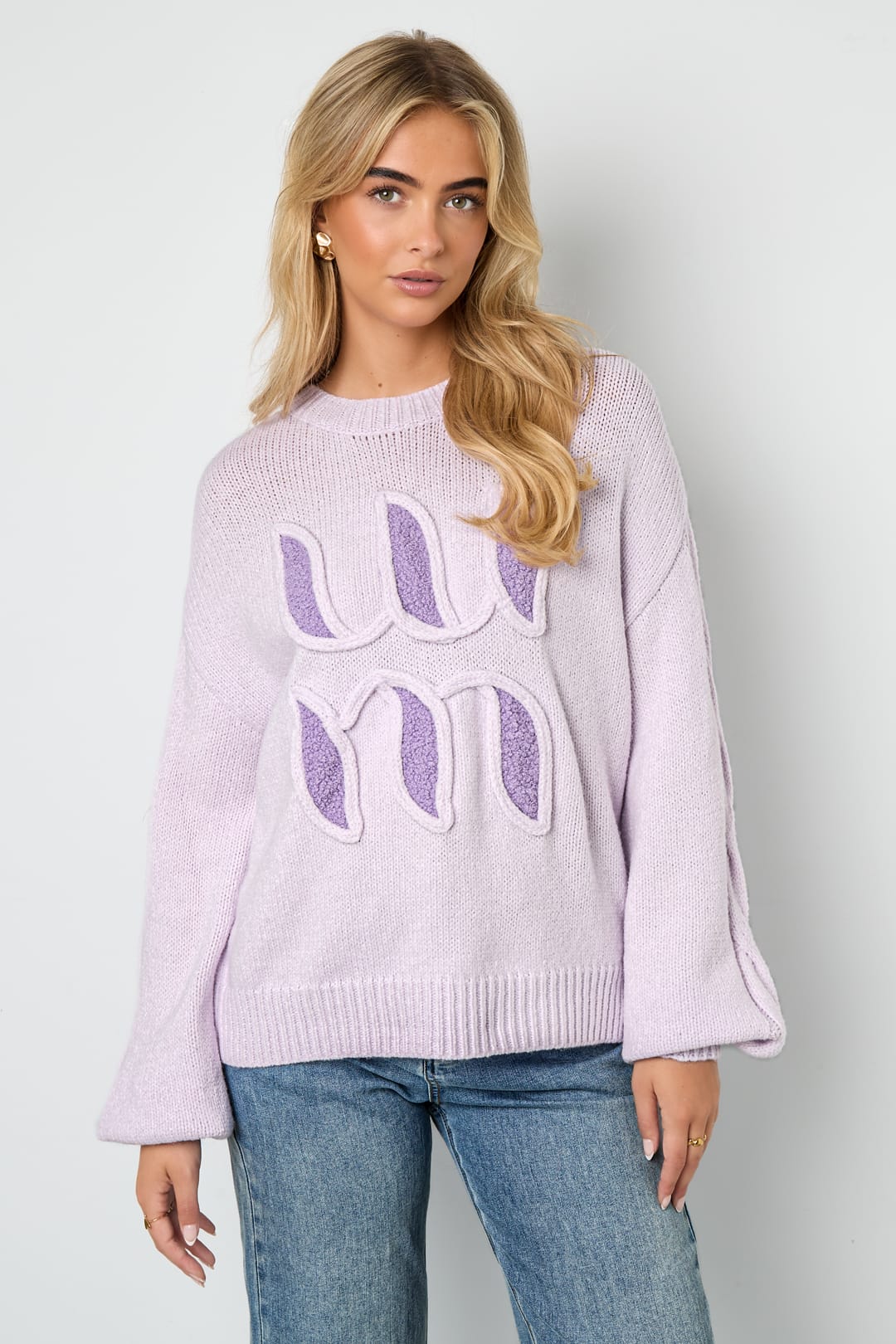 Letter Detail Knit Sweater Eloise Closet