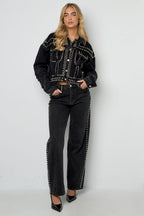 Eloise Closet Straight Leg Pants Street Solid Color Woven Cotton